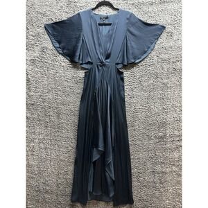 Maje Flowing Satin Scarf Maxi Dress in Navy‎ Size 34